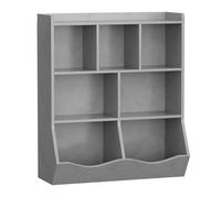 Garvee Estantería Infantil de 3 Niveles con Armario - Organizador de Libros y Juguetes - Compartimentos espaciosos - Ideal para Dormitorio, Sala de Juegos, guardería - Color Gris