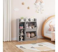 Garvee Estantería Infantil Educativo de Madera - 3 Niveles, Doble Cara, 5 Compartimentos - Organizador para Juguetes y Libros - para Habitaciones Infantiles, guarderías o Salas de Juegos - Color Gris