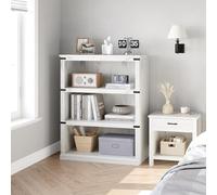Garvee Estantería,Librería de 3 Niveles, estantería Estilo Granja con Almacenamiento,80 * 31 * 101 cm, para Sala de Estar,Dormitorio (Blanco)