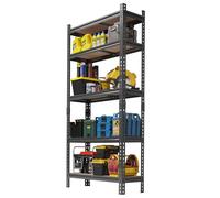 Garvee Estantería metálica reforzada ajustable de 5 niveles para almacén, garaje o cocina - Soporta 400 lbs por nivel - Medidas 90x30x183 cm - Set de 2 unidades - Color negro - 5 niveles | 90x30x183