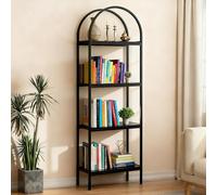 Garvee Estantería Moderna Arqueada De 5 Niveles: Estructura Metálica Alta, Abierta y con Grandes Estantes De Madera. Estantería Rústica De Pie para Sala De Estar, Dormitorio y Oficina. Cinco Niveles.