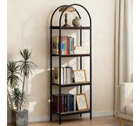 Garvee Estantería Moderna Arqueada De 5 Niveles: Estructura Metálica Alta, Abierta y con Grandes Estantes De Madera. Estantería Rústica De Pie para Sala De Estar, Dormitorio y Oficina. Cinco Niveles.