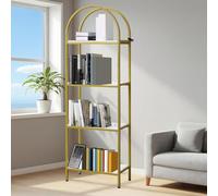 Garvee Estantería Moderna Arqueada De 5 Niveles: Estructura Metálica Alta, Abierta y con Grandes Estantes De Madera. Estantería Rústica De Pie para Sala De Estar, Dormitorio y Oficina. Cinco Niveles.