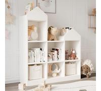 Garvee Estantería Niños Grande con Encimera Pequeña - 121 * 30 * 108cm - Almacenamiento Categorizado - Librería Infantil de Madera - Estanteria Infantil Gran Capacidad - Color Blanco