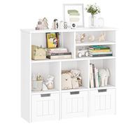 Garvee Estantería organizadora Multifuncional para Oficina y hogar - Librero Infantil con 3 cajones móviles y 6 Cubos - Ruedas Ocultas, Ideal para Varios Espacios - Color Blanco al Final