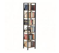 Garvee Estantería Rinconera De 7 Niveles, 168 cm De Alto, Librería Estrecha Industrial con Estructura De Metal Resistente, Estante Independiente para Espacios Pequeños, Color Marrón Rústico