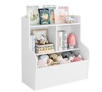 Garvee Estantería y organizador de juguetes para niños de 3 niveles con cubos, estante de almacenamiento con múltiples compartimentos para juguetes y libros, perfecto para sala de juegos, dormitorio