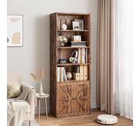 Garvee estanterias almacenaje, Estantería con Puertas, para Almacenamiento y Exhibición para Hogar, Oficina, Sala, Dormitorio, Negro, 60×30×181 cm(Retro Color)