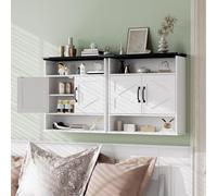 Garvee Gabinete de baño de Pared con Puertas Estilo Granero y Estante Ajustable - Almacenamiento sobre Inodoro sin cajones - Resistente al Agua - Blanco - No Drawers