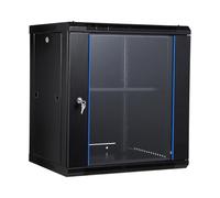 Garvee Gabinete de servidor de montaje en pared de 12U de 350 mm de profundidad, gabinete de red con puerta de vidrio, gabinete de red de acero al carbono con puerta de bloqueo y paneles laterales