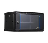 Garvee Gabinete de servidor de montaje en pared de 6U de 350 mm de profundidad, gabinete de red con puerta de vidrio, gabinete de red de acero al carbono con puerta de bloqueo y paneles laterales para