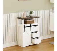 Garvee Gabinete de Suelo para baño y recibidor - Estilo Granja con Puerta corredera y cajones - Estantería Ajustable y Multifuncional - Mueble Organizador para Cocina, salón o Entrada - Color Blanco