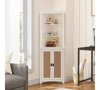 Garvee Gabinete esquinero Alto 163 cm - 6 estantes Ajustables - 2 Puertas Tipo Granero - Almacenaje Multifuncional para Cocina, Comedor o Sala - Acabado: triamina Blanca Texturizada