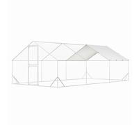 Garvee Gallinero grande de metal, gallinero de metal extra grande con cubierta segura y doble puerta, resistente acero galvanizado para pollos y aves de corral (3 m x 6 m x 2 m aprox.)