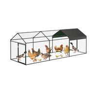 Garvee Gallinero Metálico Exterior 305x102x102 cm - Corral Grande para Pollos, Conejos y Patos - Jaula con Cubierta Impermeable y Anti-UV, Estructura de Acero Galvanizado y Puerta con Cerradura