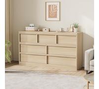 Garvee Gran Armario De Almacenaje - Cómoda Moderna De Madera con 6 u 8 Cajones - Diseño Elegante para Salón, Dormitorio, Recibidor o Habitación Infantil - Independiente, En Madera Blanca o Natural