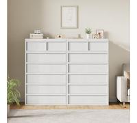 Garvee Gran Armario De Almacenaje - Cómoda Moderna De Madera con 6 u 8 Cajones - Diseño Elegante para Salón, Dormitorio, Recibidor o Habitación Infantil - Independiente, En Madera Blanca o Natural