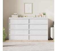 Garvee Gran Armario De Almacenaje - Cómoda Moderna De Madera con 6 u 8 Cajones - Diseño Elegante para Salón, Dormitorio, Recibidor o Habitación Infantil - Independiente, En Madera Blanca o Natural