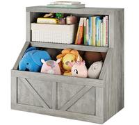 Garvee Gran Capacidad y diseño Seguro - Estantería Infantil de Madera para Libros y Juguetes - Compartimentos amplios - Ideal para Dormitorio, Sala de Juegos y guardería - Color Gris
