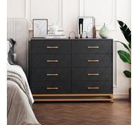 Garvee Gran Capacidad y Estilo contemporáneo - Cómoda de 8 cajones Ancha para Dormitorio - Madera Moderna con Tiradores metálicos - Organizador de Ropa y almacenaje para Dormitorio, Sala o Entrada -