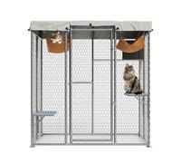 Garvee Grand Cage para gatos - Acceso a la ventana, Plataforma integrada, cobertizo resistente a la intemperie, ideal para jardín o patio, acoge varios gatos, 159 cm × 83 cm × 180 cm