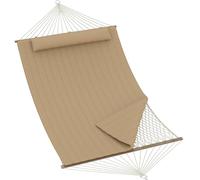 Garvee Hamaca Doble De Cuerda De Yute para Exteriores - Ergonómica con Cojín Extraíble y Resistencia Al Clima para Jardín, Patio o Playa - hasta 204 kg (Amarillo Marrón)