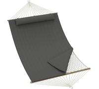 Garvee Hamaca Doble De Cuerda De Yute para Exteriores - Ergonómica con Cojín Extraíble y Resistencia Al Clima para Jardín, Patio o Playa - hasta 204 kg (Gris Oscuro)