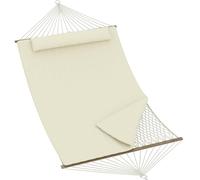 Garvee Hamaca Doble De Cuerda De Yute para Exteriores - Ergonómica con Cojín Extraíble y Resistencia Al Clima para Jardín, Patio o Playa - hasta 204 kg (Beige)