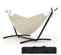 Garvee Hamaca Portátil para 2 Personas Resistente 450 Libras con Soporte Plegable - Ideal para Jardín, Playa y Camping Exterior - Blanquecino