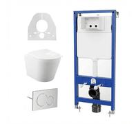 Garvee Inodoro de pared completo - Inodoro colgante de altura regulable con forma de D, asiento de cierre suave, cisterna empotrada, capacidad de carga de 500 kg, aislamiento acústico, ahorro de agua
