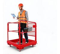 Garvee Jaula De Seguridad Para Carretilla 91x91 cm De Acero Con Ruedas Rojo