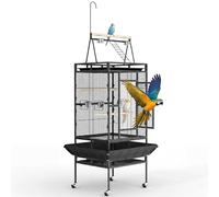 Garvee - Jaula grande para loro, 208 cm, estructura de hierro forjado resistente, zona de juego integrada, muy espaciosa, limpieza fácil, seguridad reforzada, percha de cuerda, bandeja extraíble y