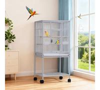 Garvee Jaula para loros de 103 cm con soporte duradero y ruedas para cacatúas, conures, periquitos, tortolitos, pinzones, canarios y periquitos, color blanco