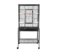 Garvee Jaula para Loros Grande de Metal con Ruedas y Bandeja Extraíble, Pajarera Voladera de Interior para Ninfas Agapornis Canarios y Periquitos, Estructura de Hierro Reforzada, 135x64x42.3cm, Negro