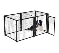Garvee Jaula para Perros Grande de Alta Resistencia, Jaula Metálica de 122 cm con Tres Puertas y Ruedas con Freno, Parque para Mascotas Robusto para Perros Medianos y Grandes, Uso Interior y Exterior