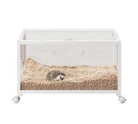 Garvee Jaula para Hámster de Gran Tamaño (96x47x51 cm) - Color Blanco, Hábitat Apilable de Metal y Acrílico con Ruedas, Estructura Resistente a Mordeduras para Cobayas y Pequeños Roedores