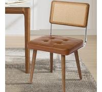 Garvee Juego De 1 Sillas De Comedor De Ratán - Tapizado En PU o Suave - Respaldo Alto De Caña - Patas De Madera Resistentes - Estilo Rústico Moderno para Comedor, Cocina y Restaurante