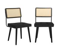 Garvee Juego De 1 Sillas De Comedor De Ratán - Tapizado En PU o Suave - Respaldo Alto De Caña - Patas De Madera Resistentes - Estilo Rústico Moderno para Comedor, Cocina y Restaurante