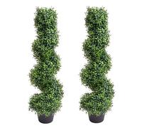 Garvee - Juego de 2 árboles Artificiales en Espiral, 90 cm, con Maceta, decoración Interior/Exterior, Oficina, hogar, jardín, Planta Falsa Verde Realista