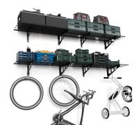 Garvee - Juego de 2 estantes de pared para garaje (1 x 6 pies, estantes resistentes con 300 LB, almacenamiento de pared, ahorro de espacio con ganchos), 30 x 182 x 17 cm