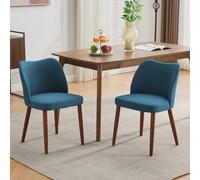 Garvee Juego de 2 sillas de Comedor Modernas con tapizado de Lino, Respaldo ergonómico y Patas de Madera de Caucho, sillas Acolchadas para Cocina, Sala o Restaurante