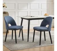 Garvee Juego De 2 Sillas De Comedor Modernas: Tapizadas En Lino, Asiento Acolchado Grueso, Respaldo Curvo, Patas De Madera Resistentes, Muebles Cómodos para Cocina y Comedor. Soporta 136 Kg.