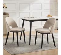 Garvee Juego De 2 Sillas De Comedor Modernas: Tapizadas En Lino, Asiento Acolchado Grueso, Respaldo Curvo, Patas De Madera Resistentes, Muebles Cómodos para Cocina y Comedor. Soporta 136 Kg.