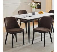 Garvee Juego de 2 sillas de comedor modernas tapizadas - Respaldo curvado, asiento acolchado grueso, patas de madera maciza - Estilo contemporáneo, cómodas - Ideales para cocina, comedor o restaurante