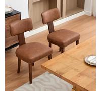 Garvee Juego De 2 Sillas De Comedor - Modernas y Cómodas - Respaldo Ergonómico - Patas De Madera Resistentes - Tapizado De Cuero De Fácil Cuidado - Ideal para Comedores y Salas De Estar