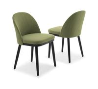 Garvee Juego de 2 sillas de Comedor - Sillas Modernas tapizadas con Funda de Lino, Asiento Acolchado Grueso, Respaldo ergonómico, Patas de Madera Resistentes para Comedor, Cocina, cafetería, Verde