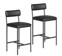 Garvee Juego de 2 Taburetes Comedor con Respaldo, Taburetes Altos de Bar Tapizada con Cuero PU, para Comedor, Cocina, Bar, (Negro) 37×42×95 cm