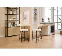 Garvee - Juego de 2 taburetes de Bar (76 Cm, con Asiento y Respaldo Acolchados, Base de Metal Resistente para Cocina, Comedor o Bar, Color Beige