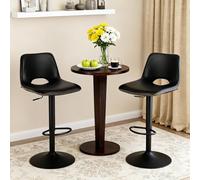 Garvee Juego De 2 Taburetes De Bar Ajustables con Respaldo, De Piel Sintética Encerada Al Aceite, Giratorios 360°, Modernos Sillones Industriales De Altura De Mostrador