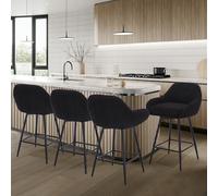 Garvee Juego De 2 Taburetes De Bar Modernos De Altura De Mostrador para Entrada, Giratorios De 66 cm con Respaldo y Brazos, Tapizados, Asientos Acolchados y Base Metálica En Forma De x